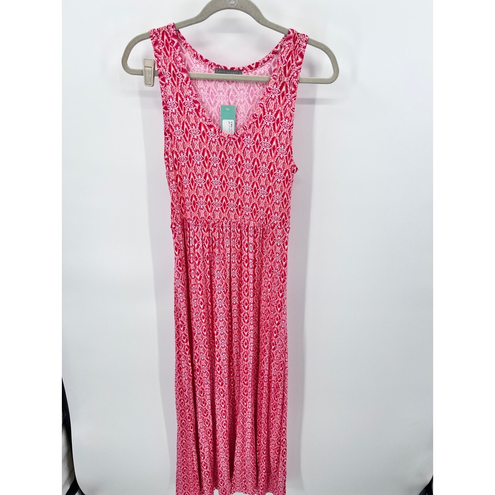 Loveappella Garnet Maxi Dress‎ Fuchsia Pink Geometric Print Petite LP NWT
